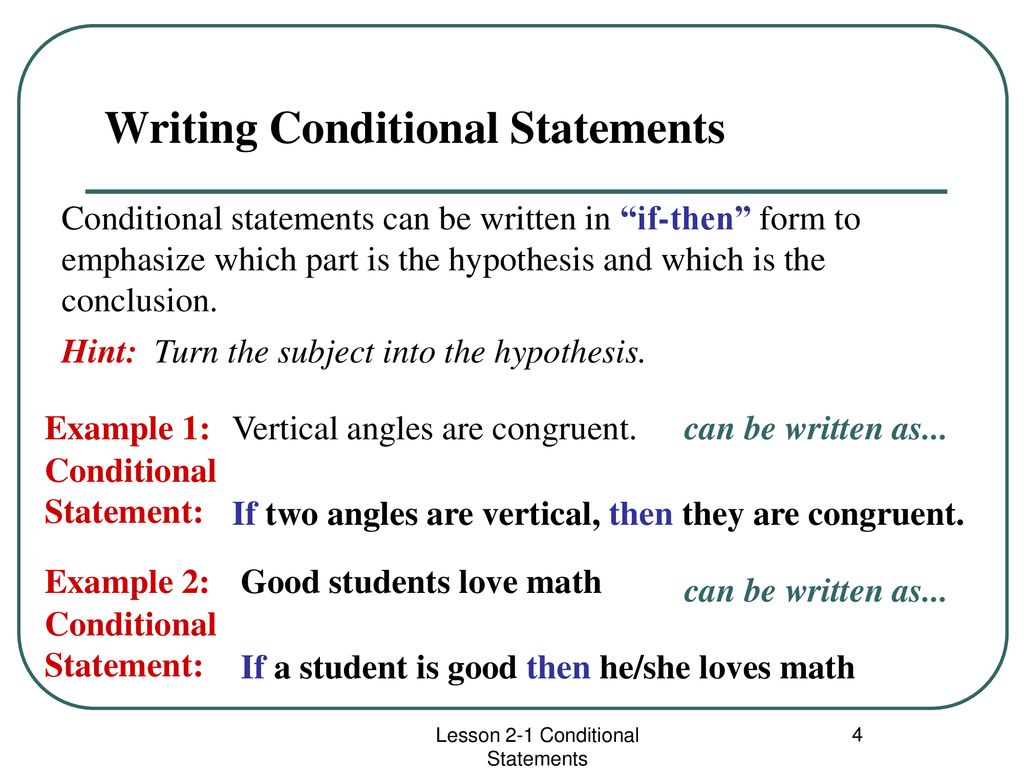 Define conditional hot sale statement in geometry